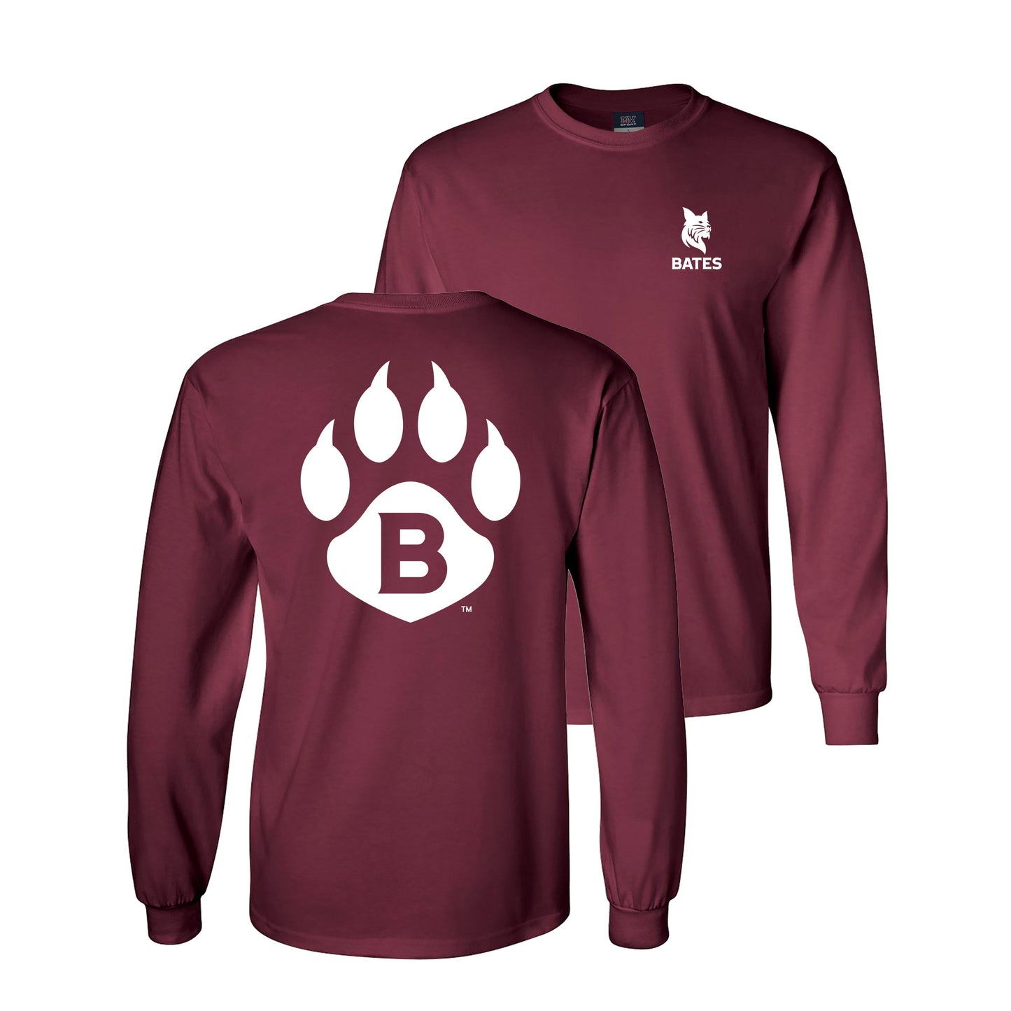 Maroon BATES Long Sleeve Tee from MV Sport