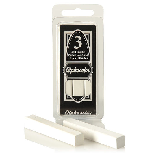 Quartet Alphacolor Round Soft Pastels, White, 3 Pastels per Pack (105W)