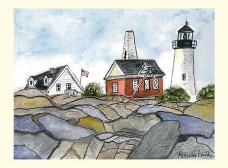 Single Pemaquid Point Lighthouse Card
