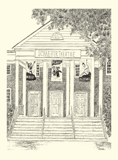 Single Schaeffer Theatre / Bates Dance Festival Card - Black & White