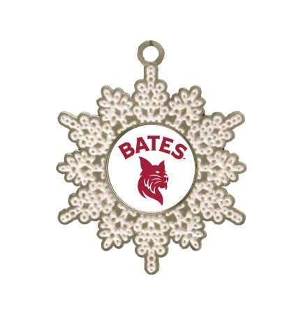 Pewter Snowflake Ornament with BATES over Bobcat
