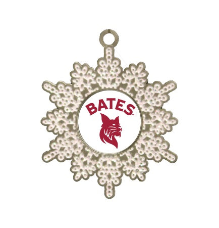 Ornament, Pewter Snowflake with BATES over Bobcat
