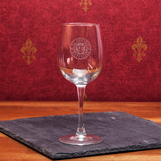 Wine Glass Etched with Bates Academia Seal