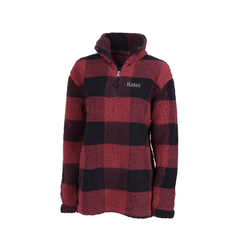 Garnet/Black Buffalo Plaid Sherpa 1/4-Zip from Boxercraft