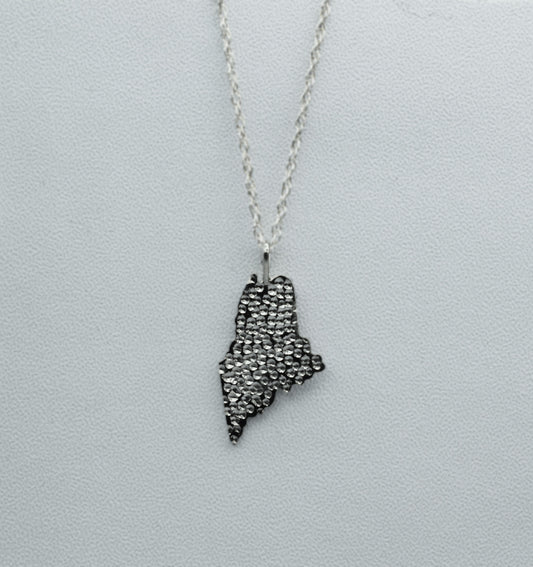 Sterling Silver Maine State with Dimples 18" necklace from Downeast Jewelers