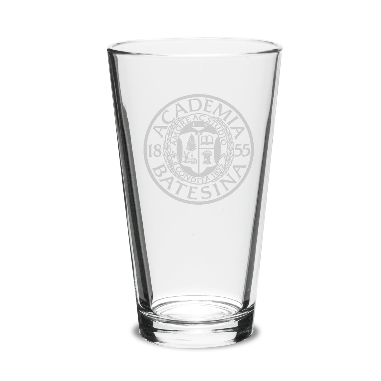 Pint Mixing Glass with Etched Academia Seal