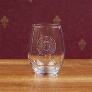 Wine Glass, Stemless and Etched with Bates Academia Seal