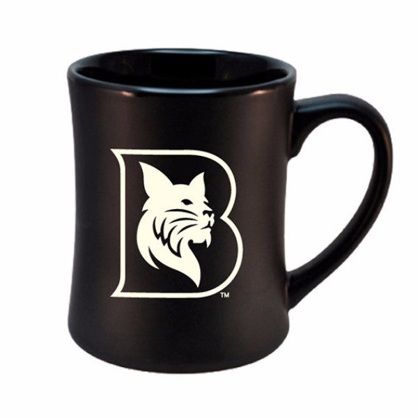 Mug with Etched "B" and Bobcat Mascot - Matte Black