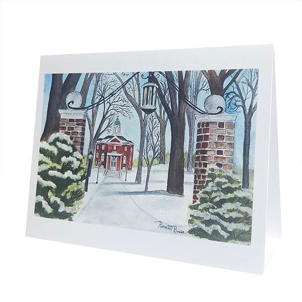 Single Snow Covered Quad with Hathorn Hall Card