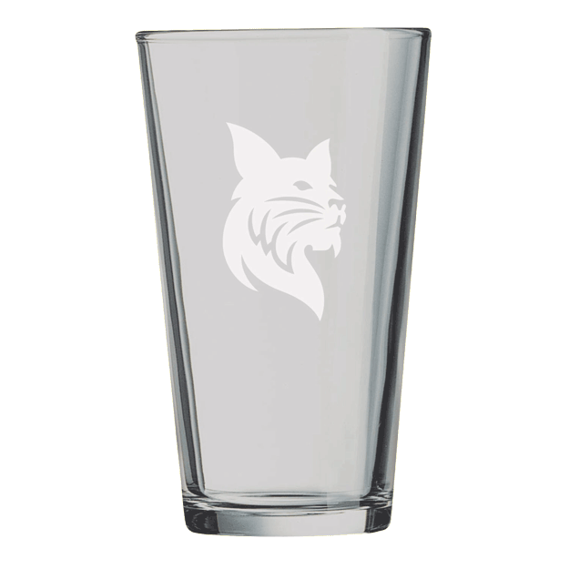 Pint Mixing Glass with Etched Bobcat