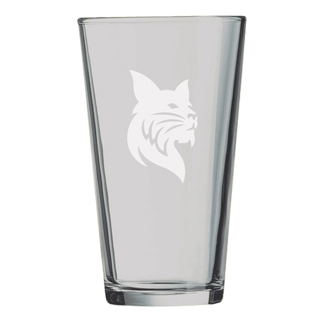 Pint Mixing Glass with Etched Bobcat