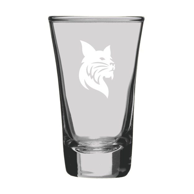 Shot Glass with Etched Bobcat